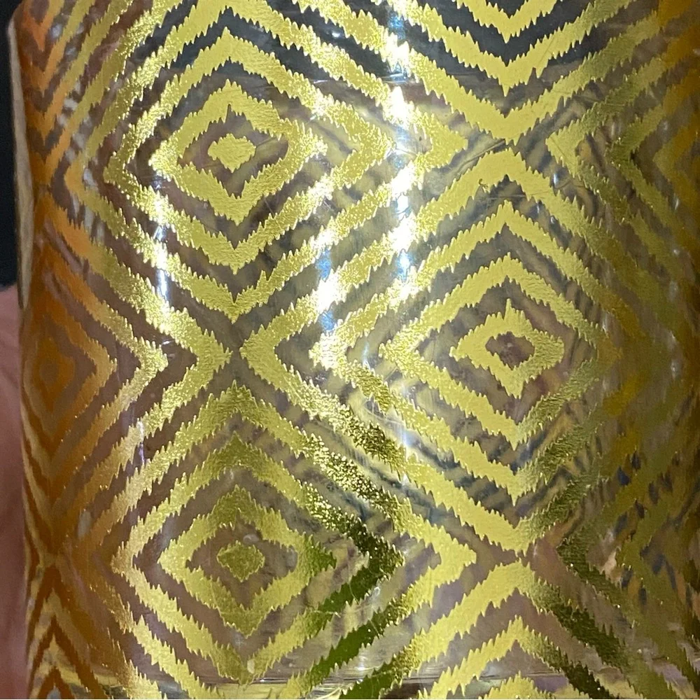 Pair of Jonathan Adler For PartyLite Gold Safari Chic Ikat Votive Candle Holder